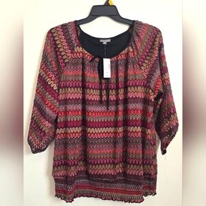 Women's Roz & Ali Crochet 3/4 Sleeve Blouse Size 3x NWT Fall Boho Mature Office